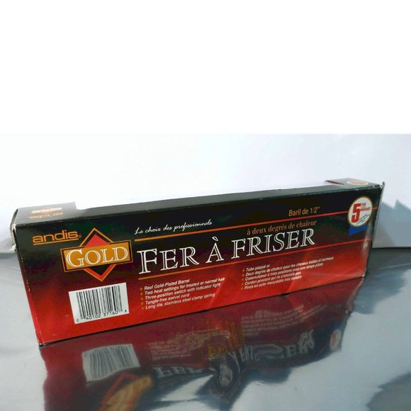 New - andis GOLD, Dual Heat, Gold Plated 1/2" Barrel CURLING IRON, Model CI-2 - Picture 5 of 5